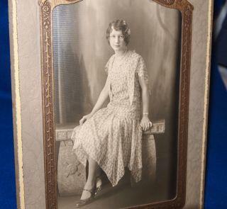 Vintage Photo Of Woman Sitting In Floral Dress Angvire Spokane,  Wa