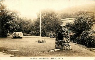 York Real Photo Rppc Postcard: Soldiers Monument,  Andes,  Ny