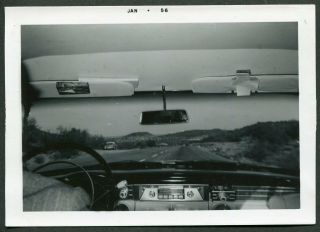Unusual Vintage Photo Great Back Seat Car Window View Of Open Road 980011