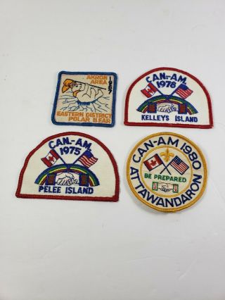 (4) 70s 80s Boy Scouts Patches Can - Am Pelee Kellyes Island Attawandaron Akron
