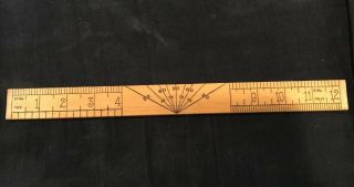 Old Vintage 2 Sided Wood Ruler Made In The Usa W/ Angle Scale Great Shape 0505