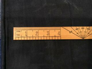 Old Vintage 2 SIDED Wood RULER MADE IN THE USA W/ Angle Scale Great Shape 0505 2