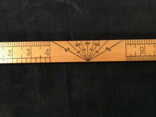 Old Vintage 2 SIDED Wood RULER MADE IN THE USA W/ Angle Scale Great Shape 0505 3