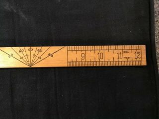 Old Vintage 2 SIDED Wood RULER MADE IN THE USA W/ Angle Scale Great Shape 0505 4