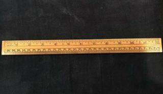 Old Vintage 2 SIDED Wood RULER MADE IN THE USA W/ Angle Scale Great Shape 0505 5