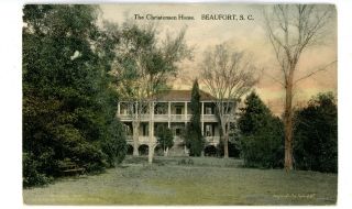 Beaufort Sc - The Christensen House - Handcolored Postcard