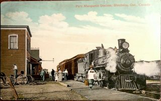 Vintage Postcard Railroad - 1908 Pere Marquette Station Blenheim Ontario