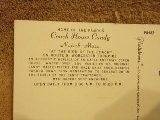 Vintage Postcard Home Of The Famous Coach Candy House,  Natick,  Mass. 3