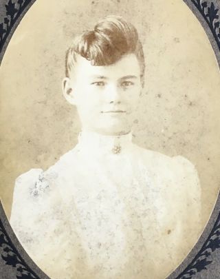 1890’s Cute Young Lady School Girl Photo Cabinet Card Union City Indiana