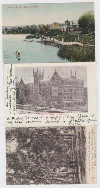 3 Old Postcards Scenes Of Adelaide South Australia Circa 1905