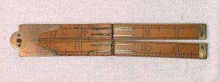 Antique Boxwood & Brass 24 " Folding Ruler - - One Sided - - Probable English Make