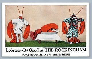 Portsmouth Nh Lobsters At Rockingham Restaurant Antique Postcard Menu