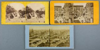 3 Stereoviews Paris France 1850s,  Rare Albumen Photographs