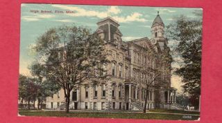 Flint Michigan High School Beech St Postcard Pm 1913 Genesee Co Mi Victorian