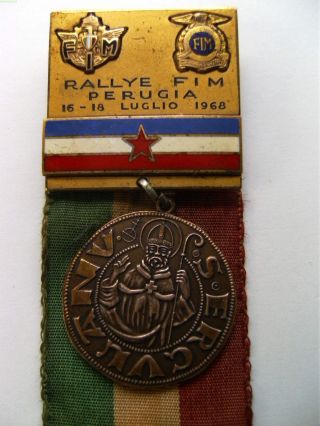 Rallye Fim Perugia Luglio 1968 (yugoslavia Flag) - Vintage Pin Badge (medal)