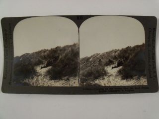 Ww1 " Creeping Up On The Enemy Over Sand Dunes Belgium " Keystone Stereoview 18818