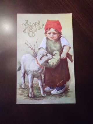 5 Antique Postcards /Easter Greetings with children 4