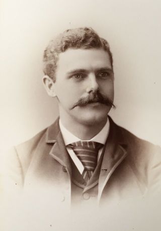 1880’s Young Man Mustache Cabinet Card Photo Boston Massachusetts