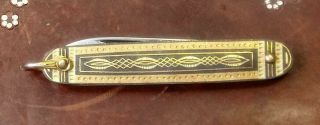 Vintage Toledo Inox Spain 24k Gold Inlaid Gentlemans Single Blade Pocket Knife