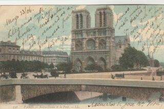 Notre Dame Cathedral Church Paris France Very Early Postcard 1906 Udb