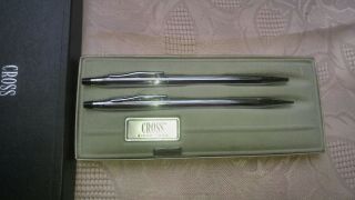 Vintage Cross Pens No.  3501 Chrome Pen & Mechanical Pencil Set Cond.