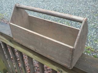 22 " Old Vintage Antique Large Wooden Wood Carpenter Tool Box Carrying Caddy Case
