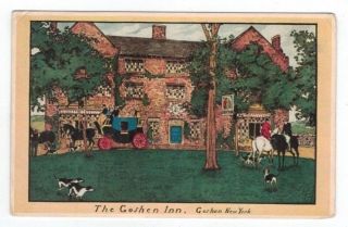 Ny Goshen York Antique Post Card Artist Signed " The Goshen Inn "