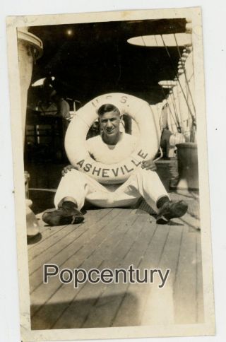 China Photograph 1923 Usmc Uss Asheville Us Navy Sailor Deck Pose Photo