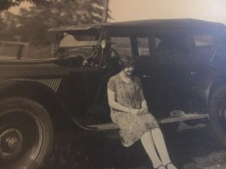 Vintage Old 1920s Photo of Girl Woman Next to Car 2 2