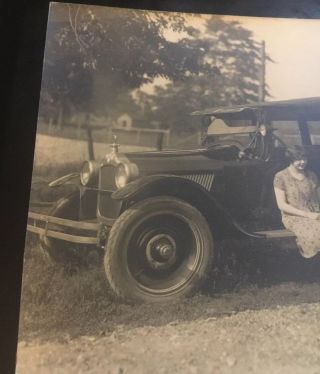 Vintage Old 1920s Photo of Girl Woman Next to Car 2 3