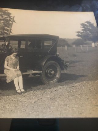 Vintage Old 1920s Photo of Girl Woman Next to Car 2 4