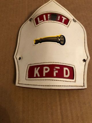 Vintage Lieutenant Kings Park Fire Department Kpfd Fireman Helmet Shield Badge