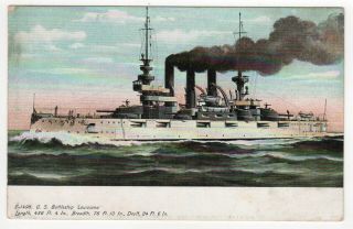 Uss Louisiana Pc Postcard Us Navy Naval Usn Battleship Bb - 19 Military War Ship