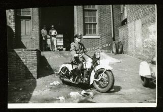Antique Photo Cop On Antique Harley Davidson Motorcycle Phila Pa 1930s Vintage