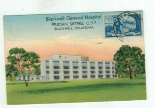 Ok Blackwell Oklahoma 1954 Linen Post Card Blackwell General Hospital