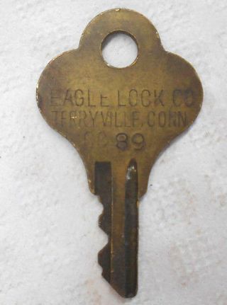 Vintage Old Antique Eagle Lock Co Brass Key Terryville Conn Cc 89 Cc89