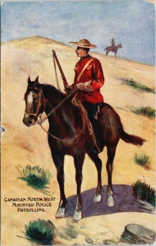 Canadian North West Mounted Police Patrolling Mounty Canada Postcard F9
