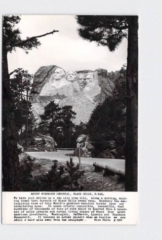 Rppc Real Photo Postcard South Dakota Black Hills Mount Rushmore Memorial Sculpt