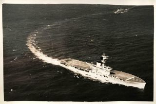 1930s Photograph View Of Hms Hermes From The Air