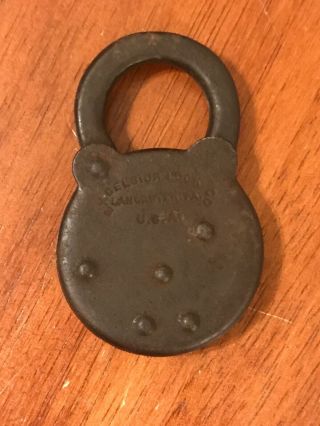 Vintage Antique Solid Brass Excelsior 6 Six Lever Padlock Lock with Key 4