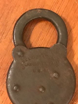 Vintage Antique Solid Brass Excelsior 6 Six Lever Padlock Lock with Key 5