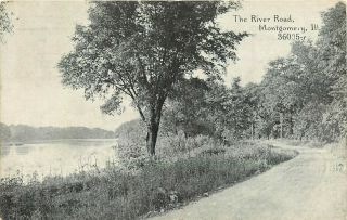 River Road Montgomery Illinois Il Pm 1922 Postcard