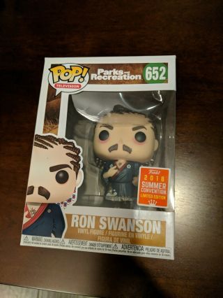 Funko Pop Parks And Recreation Ron Swanson W/ Cornrows 2018 Sdcc Exclusive