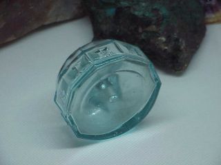 1800 ' s Antique J & IEM Ink well Aqua Small Turtle Signed Bottom Panel 1870 - 80s 2