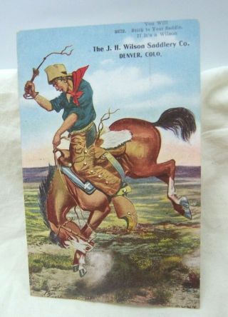 1910 Denver Colorado J.  H.  Wilson Saddlery Company Advertising Postcard