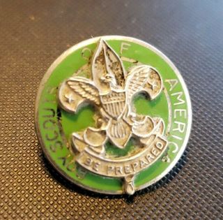 Vintage Boy Scouts Scoutmaster Collar Sterling Silver Safety Pin Clasp Tnc13
