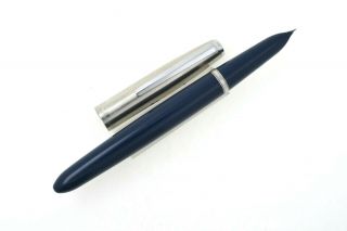 Vintage Parker 21 Fountain Pen Blue & Steel W/ Extra Fine Nib