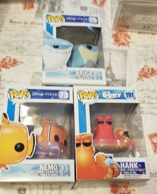 Funko Pop Pixar Finding Nemo Nemo,  Bruce,  And Hank Very Rare