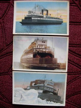 3 Steamer Chief Wawatam U.  S.  Mail Railway Ferry,  Straits Of Mackinaw,  Mi