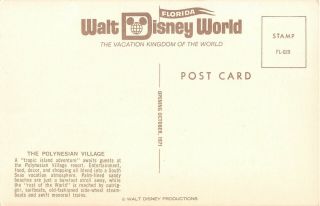 Disney World Postcard Pre Opening The Polynesian Village resort aerial FL - 029 2